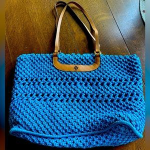 Tory Burch Tote bag turquoise crochet boho